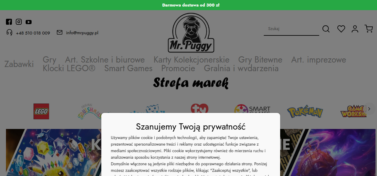 Mr. Puggy | Sklep z zabawkami i artykułami papierniczymi | Kraków Nefrytowa